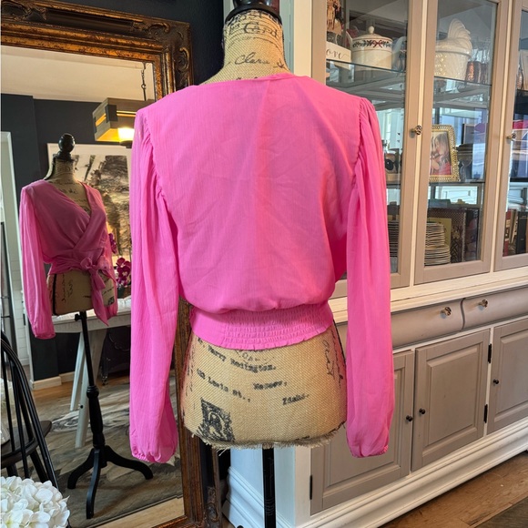 Express Vibrant Pink Wrap Blouse - Picture 7 of 7
